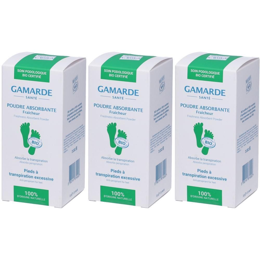 Gamarde Polvere Assorbente Rinfrescante per Piedi 3x35 g