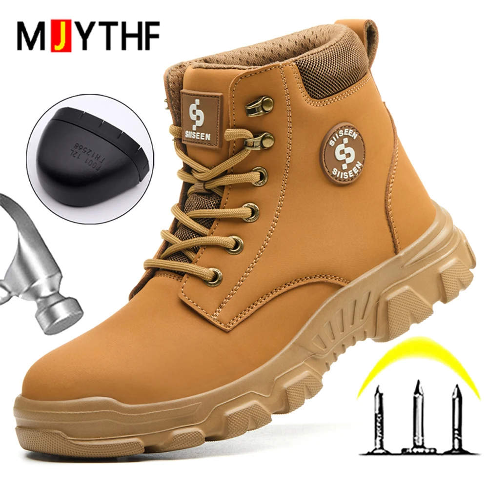 Große Größe 50 Herren Winterstiefel Stahlkappenschuhe Sicherheitsstiefel Schutzschuhe Arbeitsstiefel Unzerstörbare Schuhe Durchstichsichere Schuhe