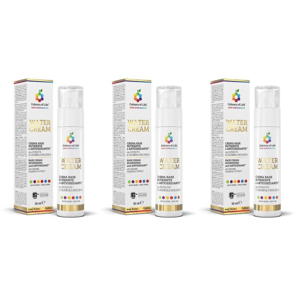 Colours of Life® Water Cream Crema Base Nutriente E Antiossidante 3x50