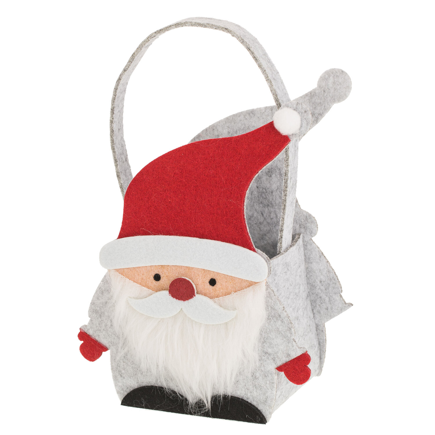 Filz-Körbchen Weihnachtsmann, grau, 9 x 10,5 x 26 cm