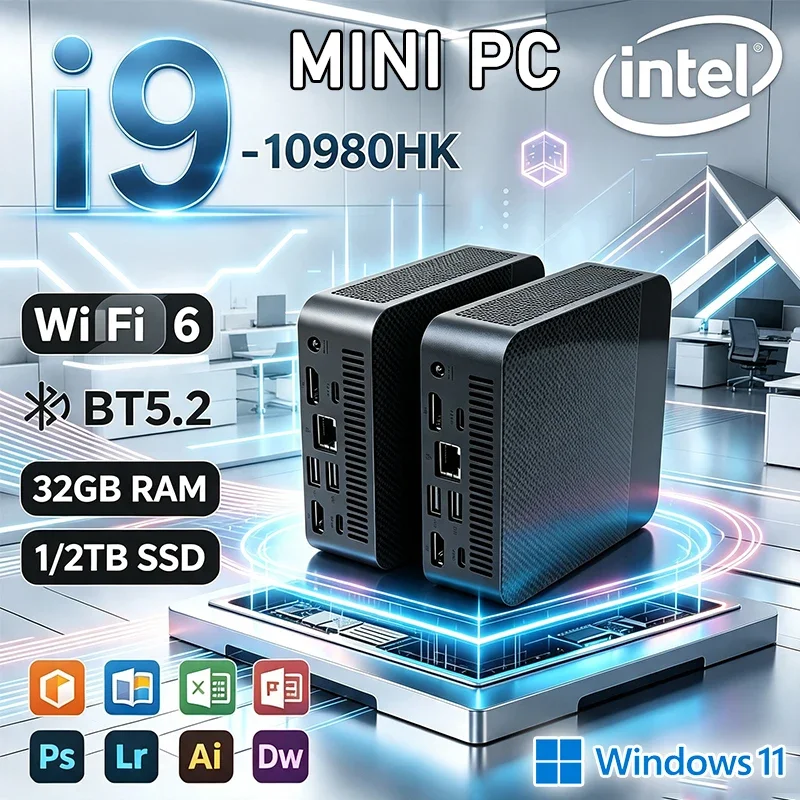 2026 New Mini PC Intel Core i9 10980HK Strong Performance Mini PC 16GB RAM 2048GB1TB SSD Gaming Computer WiFi6 Desktop PC