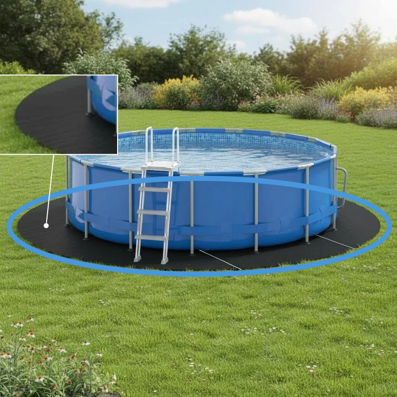 Liner de sol de piscine noir de 396 cm, en géotextile polyester haute résistance, résistant aux perforations, pour piscine hors sol ronde, liner de piscine en géotextile, tapis de sol de piscine en
