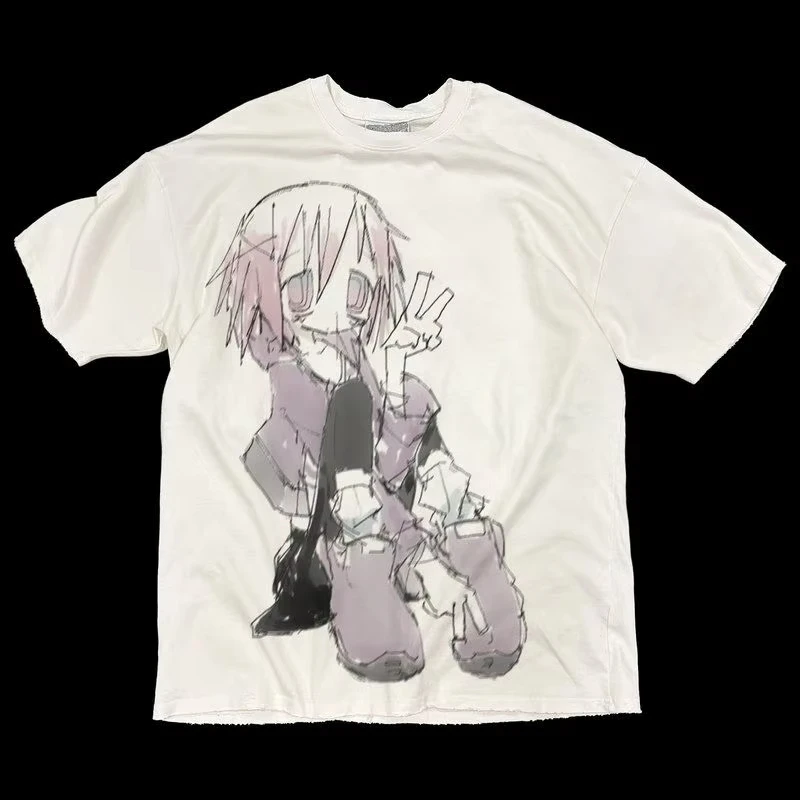 Japanese Y2k Men Women Cropped Grunge Clothing 2000s Tops T Shirt for Men Girl Graphic Tees Y2k Top Female Clothing Harajuku