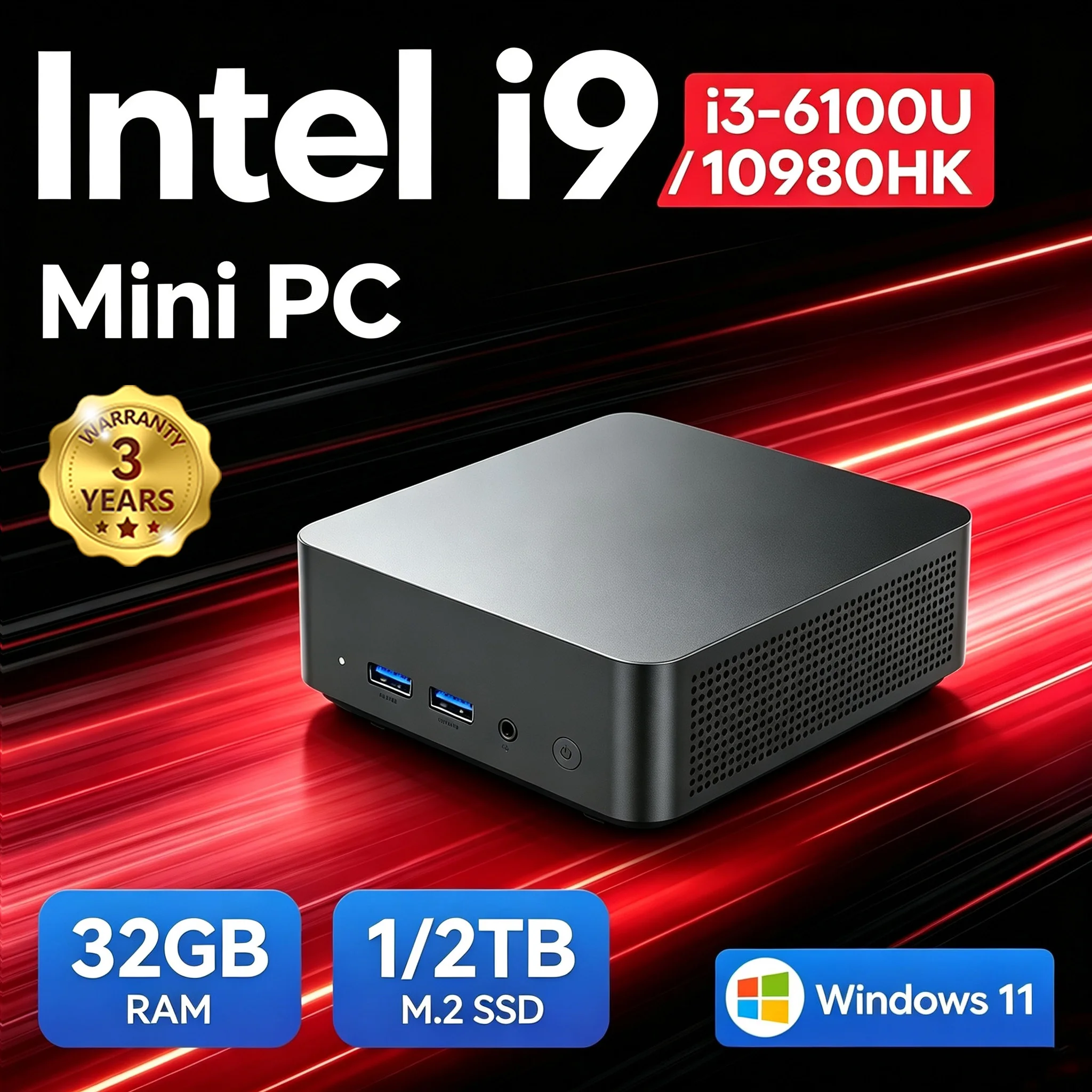 2026 Mini-PC Intel Core i9 10980HK i3 6100U Gaming-Computer Windows 11 Desktop-PC 16GB RAM 1TB SSD WiFi6 BT5.2 Tragbarer Gamer-PC