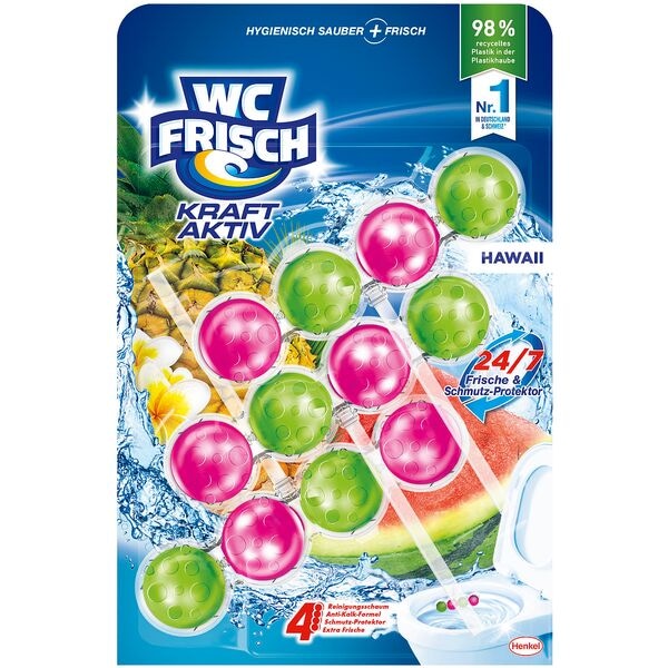 WC FRISCH WC-Duftspüler KRAFT AKTIV Hawaii 3x 50,0 g