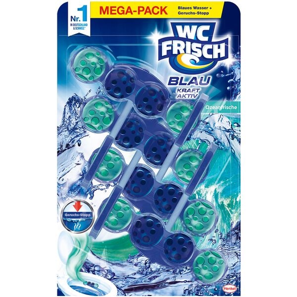 WC FRISCH WC-Duftspüler BLAU KRAFT AKTIV Ozeanfrische 4x 50,0 g