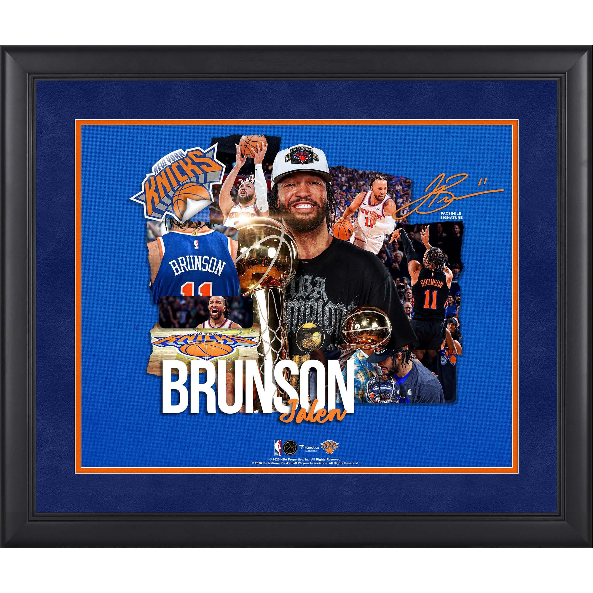 Collage de scrapbooking avec la signature fac-similé de Jalen Brunson, joueur des New York Knicks, encadrée (40 x 50 cm). - No Gender Taille: No Size - NBA Store FR