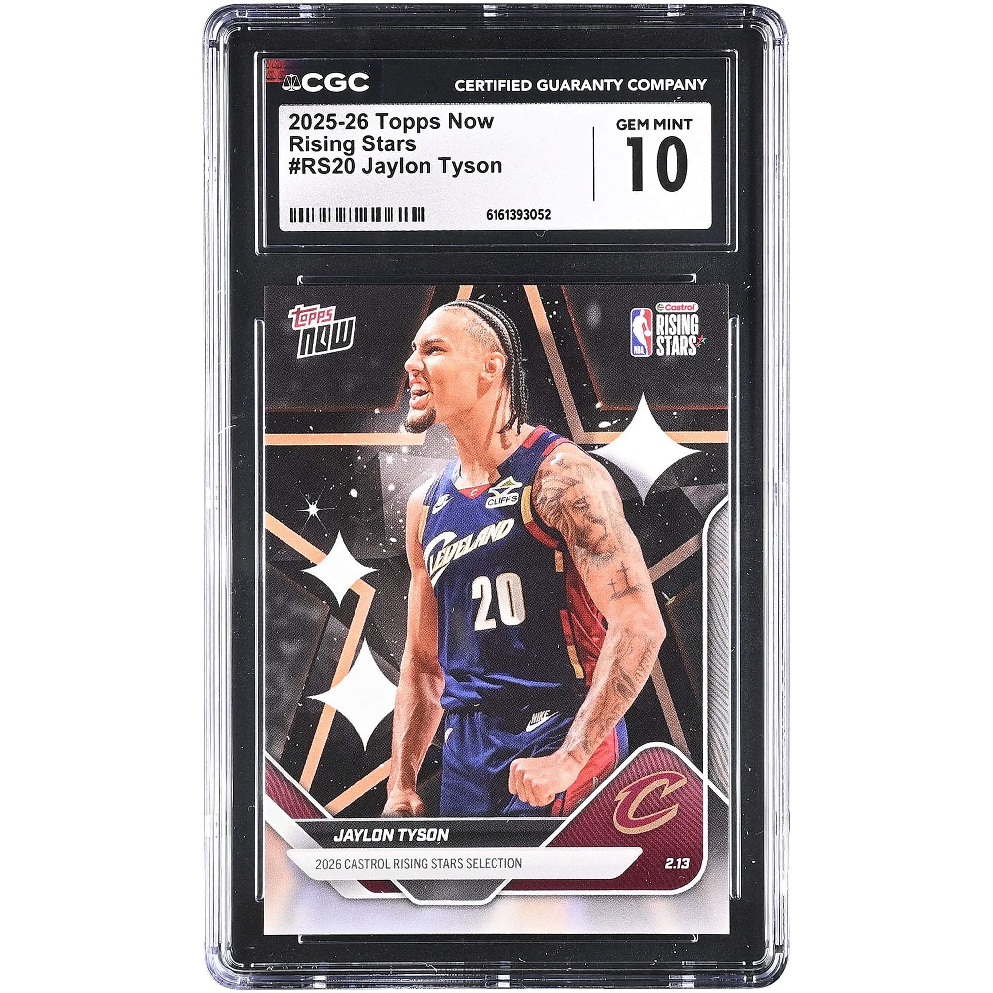 Carte Jaylon Tyson Cleveland Cavaliers 2025-26 Topps Now Rising Stars #RS20 authentifiée CGC (lot de 10) - No Gender Taille: No Size