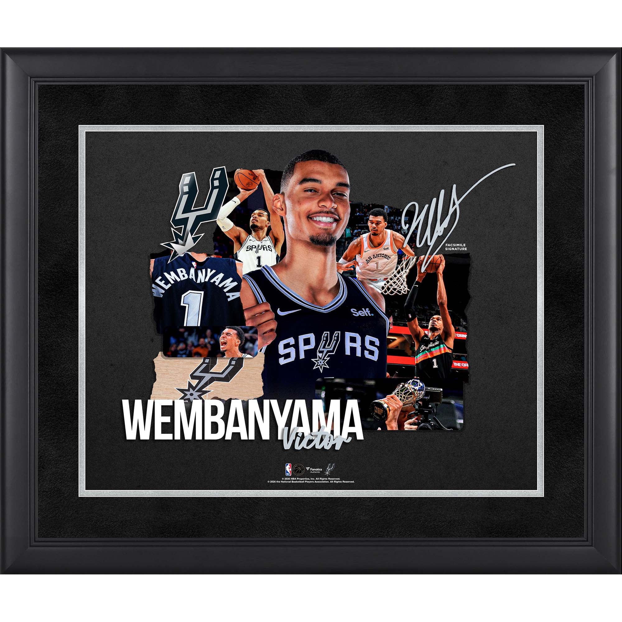 Fac-similé de la signature de Victor Wembanyama (San Antonio Spurs), encadré, collage pour album photo 40 x 50 cm - No Gender Taille: No Size