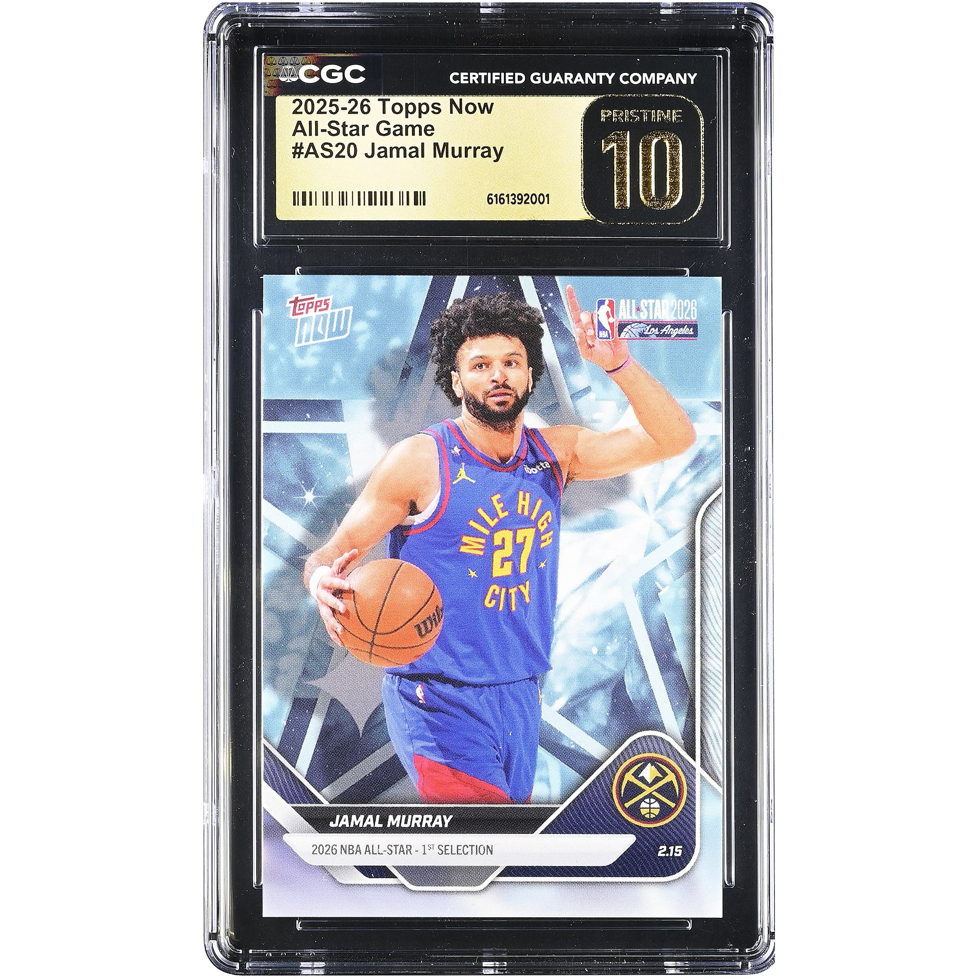 Carte Jamal Murray Denver Nuggets 2025-26 Topps Now All-Star Game #AS20 authentifiée CGC PRISTINE 10