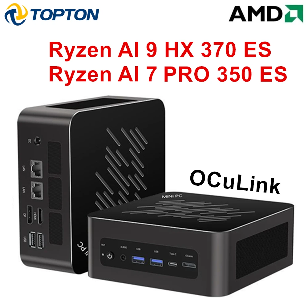 Topton Gaming Mini-PC AMD Ryzen AI 9 H 465 ES HX 370 ES 7 PRO 350 ES OCuLink USB4 2x2.5G LAN Desktop-Computer Windows 11 WiFi6E