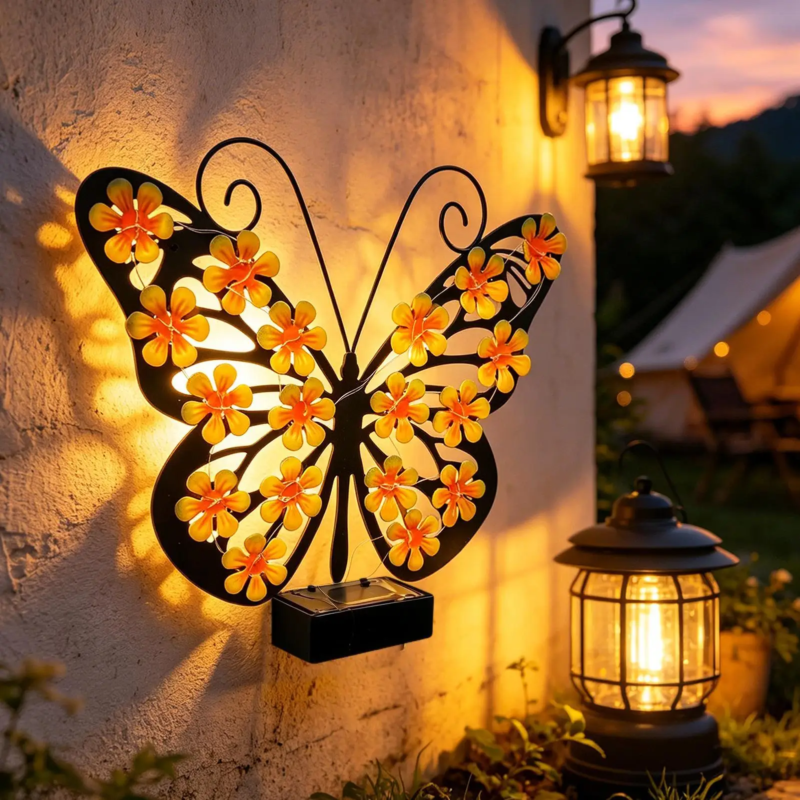 LED Solar Metal Wall Lights Decoration Solar Garden Light Butterfly /Bee/Owl Designs Funny Wall Decor Lamp For Garden Decoration