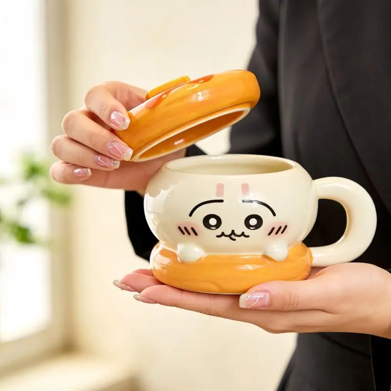 Anime Chiikawa Hachiware Cute Ceramic Mug with Lid Couple Water Cup Household Cup Send To Girls Birthday Gift 2026 New Kawaii