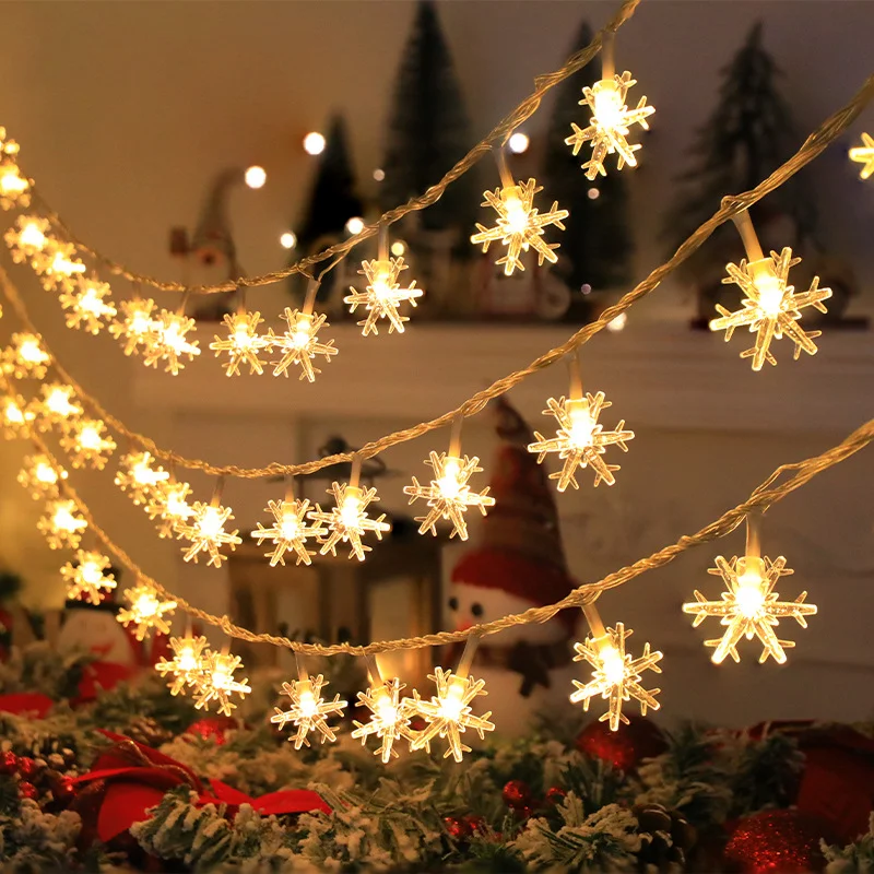 1/3/6M LED Schneeflocke Lichterkette Batterie/USB Power Kupferdraht Girlande Licht Neujahr Garten im Freien Hochzeit Wohnzimmer Dekor