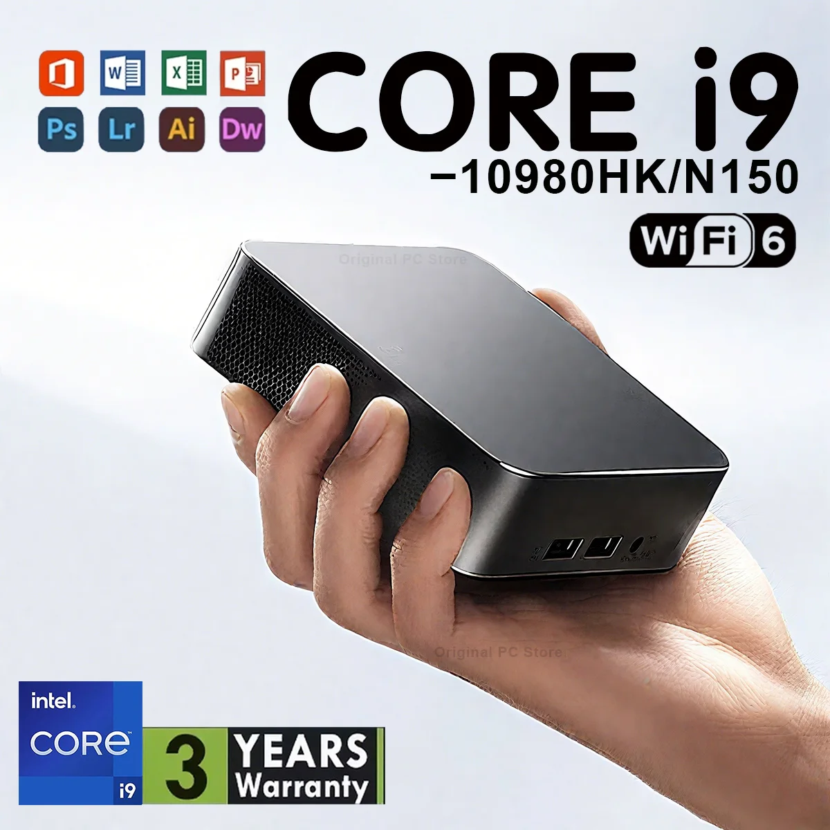 Mini-PC Intel Core I9 10980HK/N150 Windows 11 Kleiner Taschencomputer 32GB RAM 1/2TB SSD WIFI6 BT5.2 4K Desktop-PC Gaming-Computer