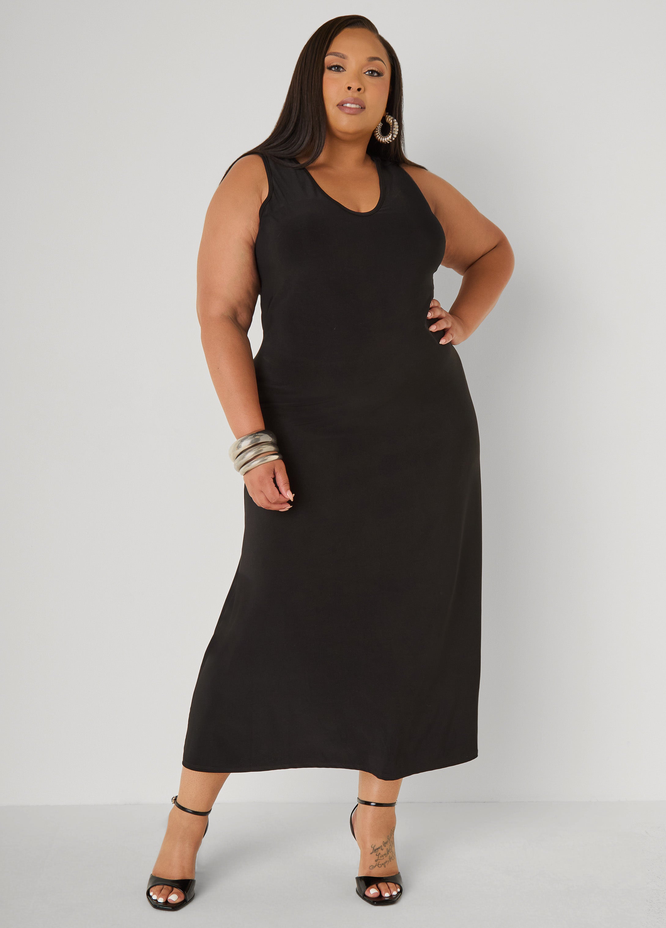 Plus Size V Neck Maxi Knit Dress