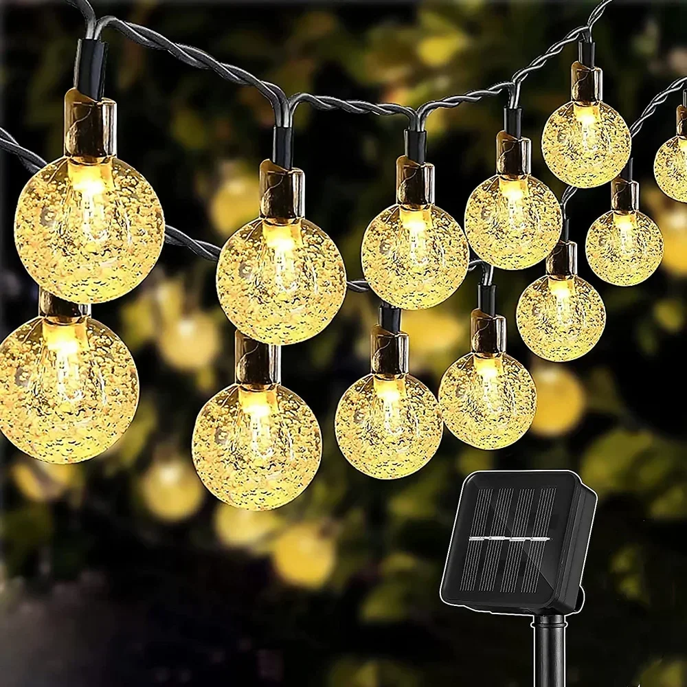 Solar Kristall kugel LED Lichterketten 60 LED 8 Beleuchtungs modi IP65 Lichterkette Weihnachts girlande für Gartenparty Dekor