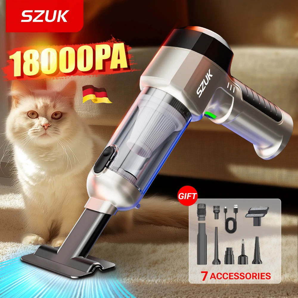 Aspirateur de voiture puissant SZUK 18000PA, aspirateur portable sans fil, machine de nettoyage à forte aspiration, mini aspirateur pour voiture aspirateurs sans fil aspirateur pour voiture aspirateur voiture