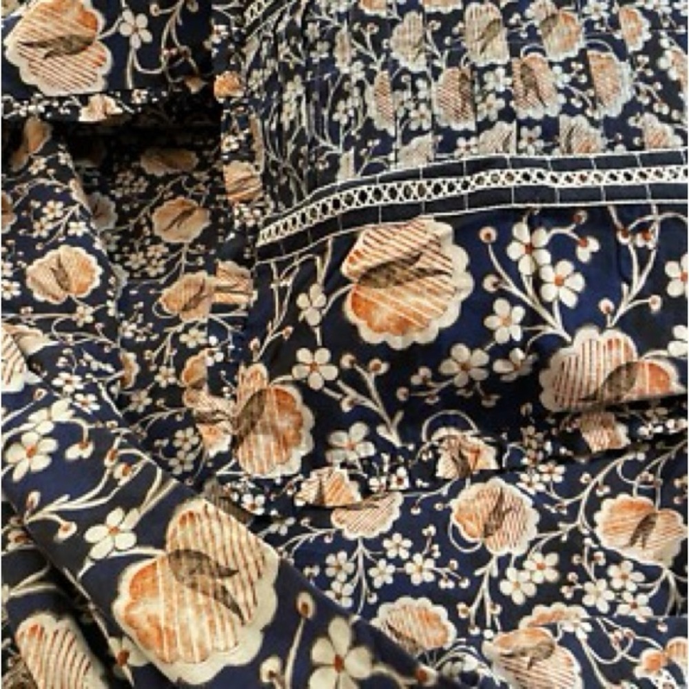Anthropologie Bedding | Anthropologie Windflower X1 Standard Sham Floral Navy Bedding | Color: Blue/Orange | Size: Os