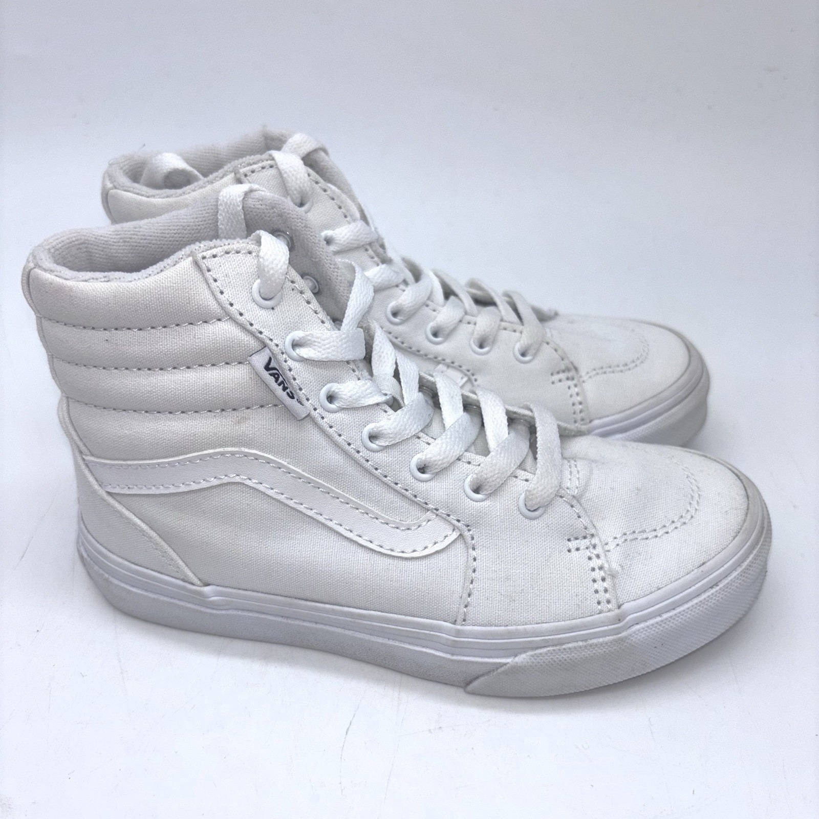 Vans Shoes | Vans White Sk8-Hi High Top Skater Good Kids Youth Size 1 | Color: White | Size: 1b