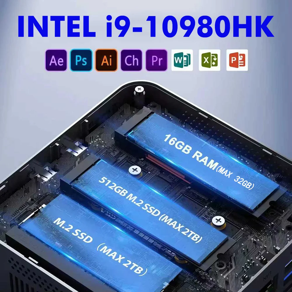 Mini PC Intel Core I9-10980HK/N150 Windows 11 Small Pocket Computer 32GB RAM 1/2TB SSD WIFI6 BT5.2 4K Desktop PC Gaming Computer