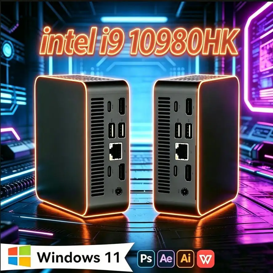I9 MINI Gaming-PC Windows 11 Intel Core I9 10980HK MINI Host 16GB 32GB DDR4 2048GB SSD Wi-Fi 6 BT5.2 Gaming MINI PC