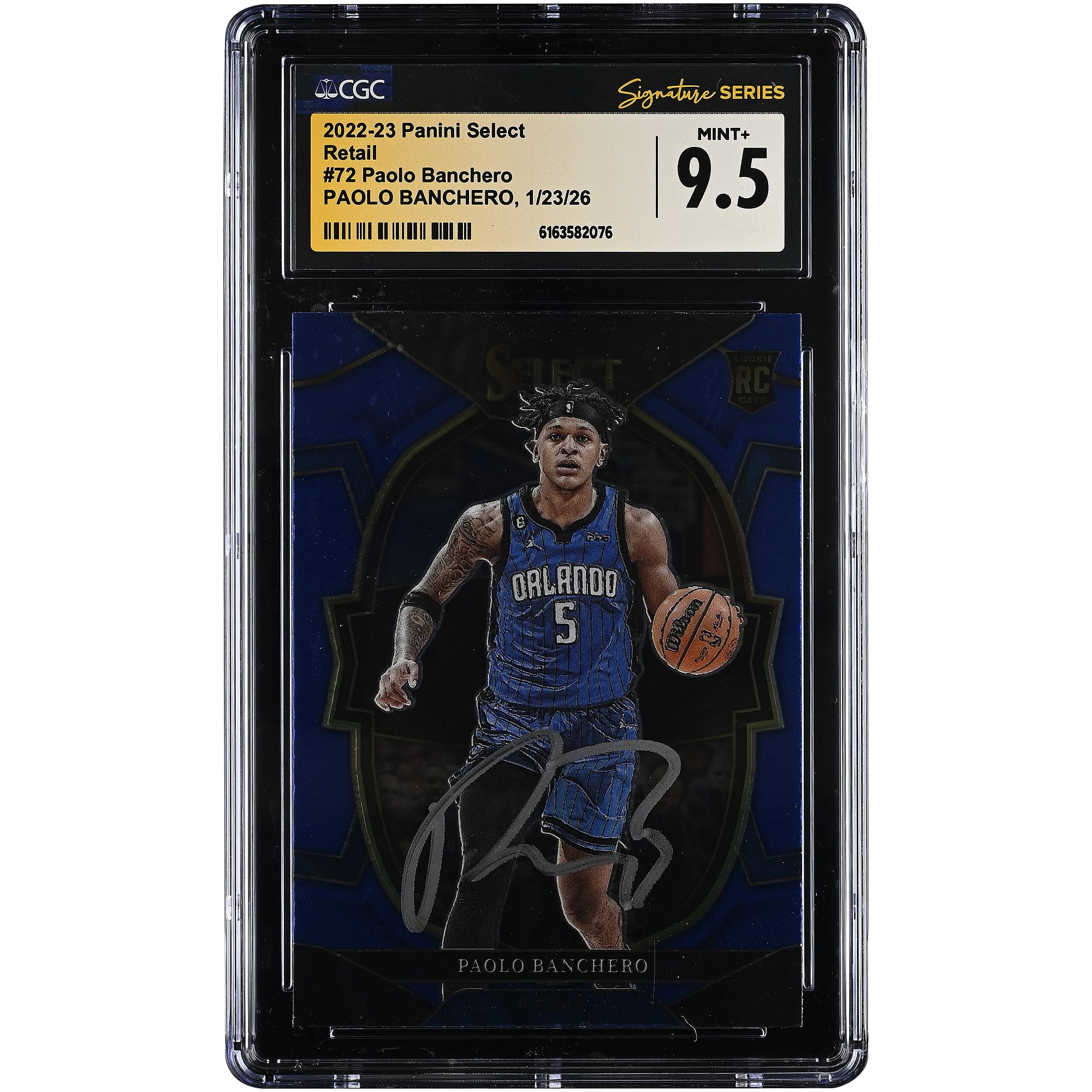 Carte recrue autographiée de Paolo Banchero (Orlando Magic) 2022-23 Panini Select Retail n° 72, authentifiée CGC MINT+ 9.5 - No Gender Taille: No Size