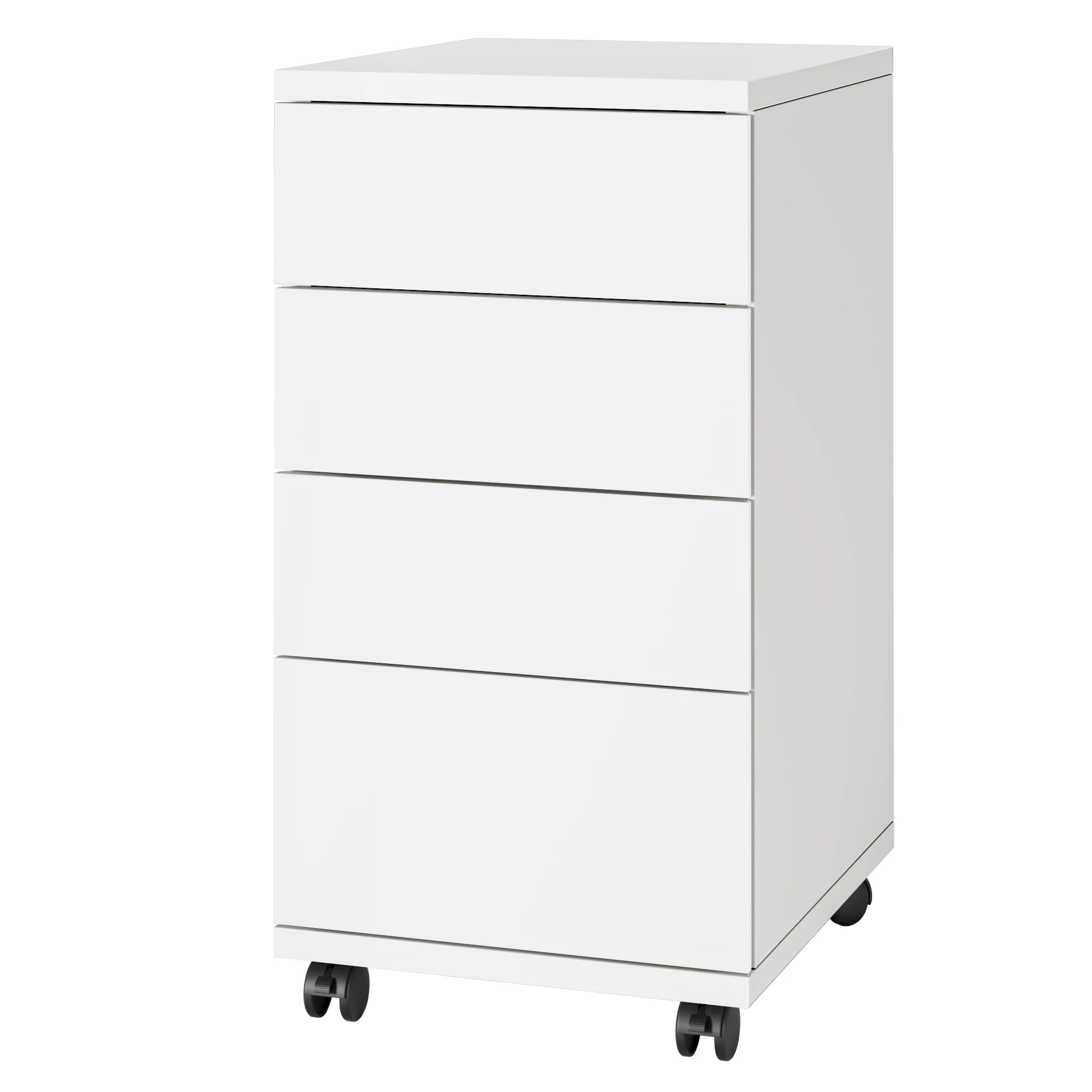 Rollcontainer mit 4 Schubladen, Aktenschrank mit Rollen, Büroschrank, unter dem Schreibtisch, für Zuhause und Büro, weiß, 33 x 3
