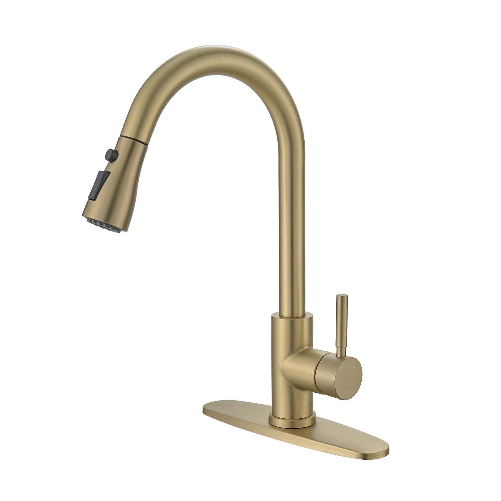 Kitchen Sink Faucet with Deck Plate Kitchen Faucets with Pull out Sprayer Single Handle Kitchen Faucet