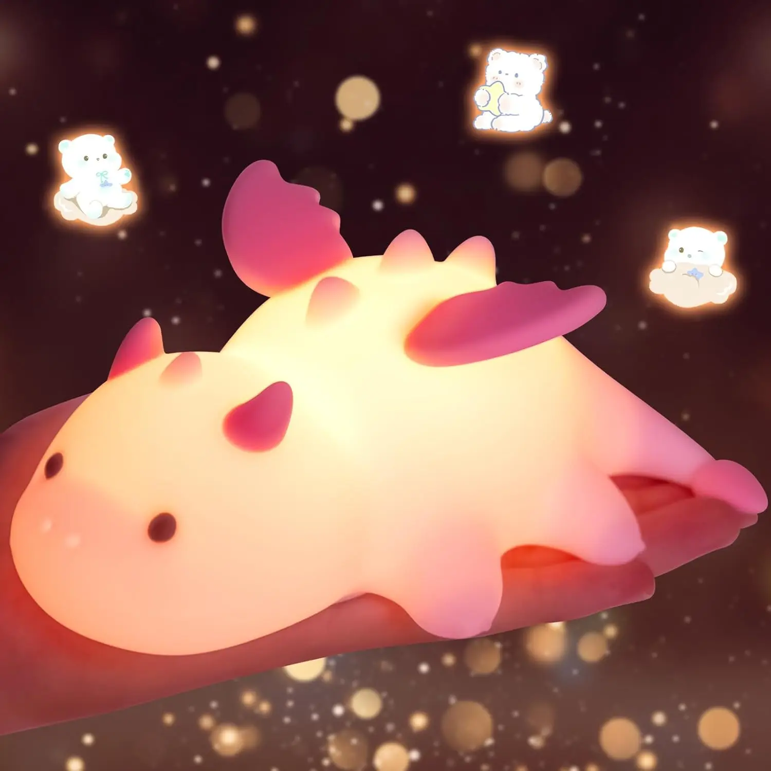 Nachtlicht für Kinder, Silikon, Baby-Nachtlicht, süßer Drache, Stilllicht, Mädchen, wiederaufladbare Nachttischlampe, LED-Schlaflichter