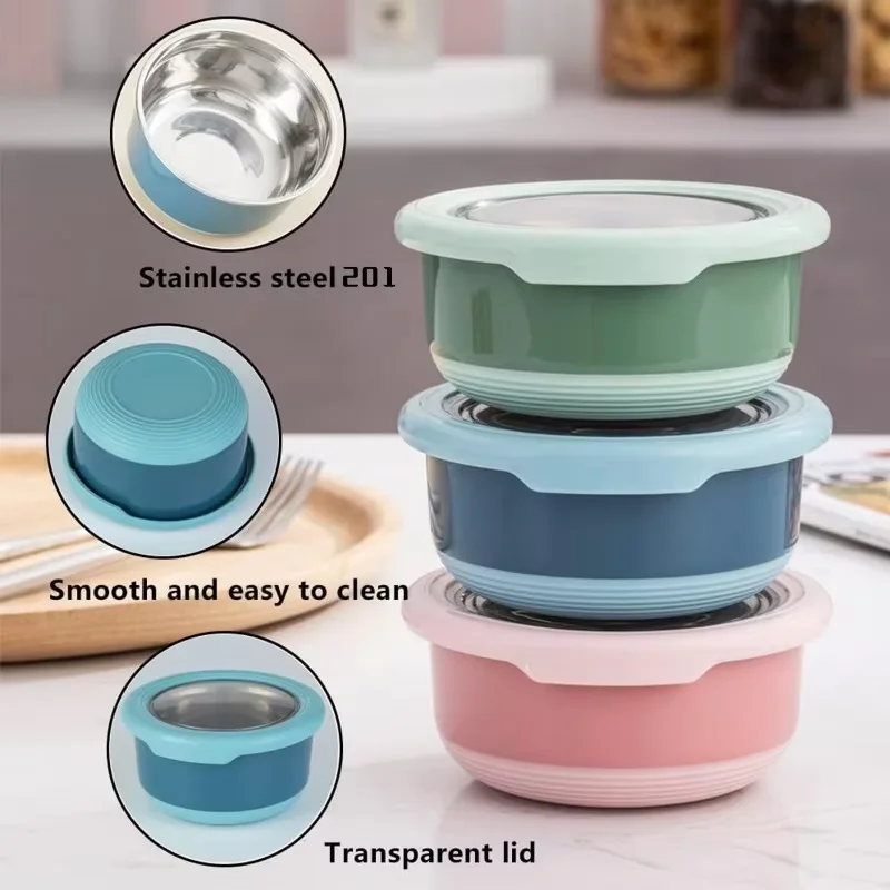 Boîte de conservation des aliments en acier inoxydable, bol de scellage des aliments, boîte à déjeuner Anti-brûlure avec couvercle, bol de scellage des aliments de cuisine, boîte de conservation des aliments frais