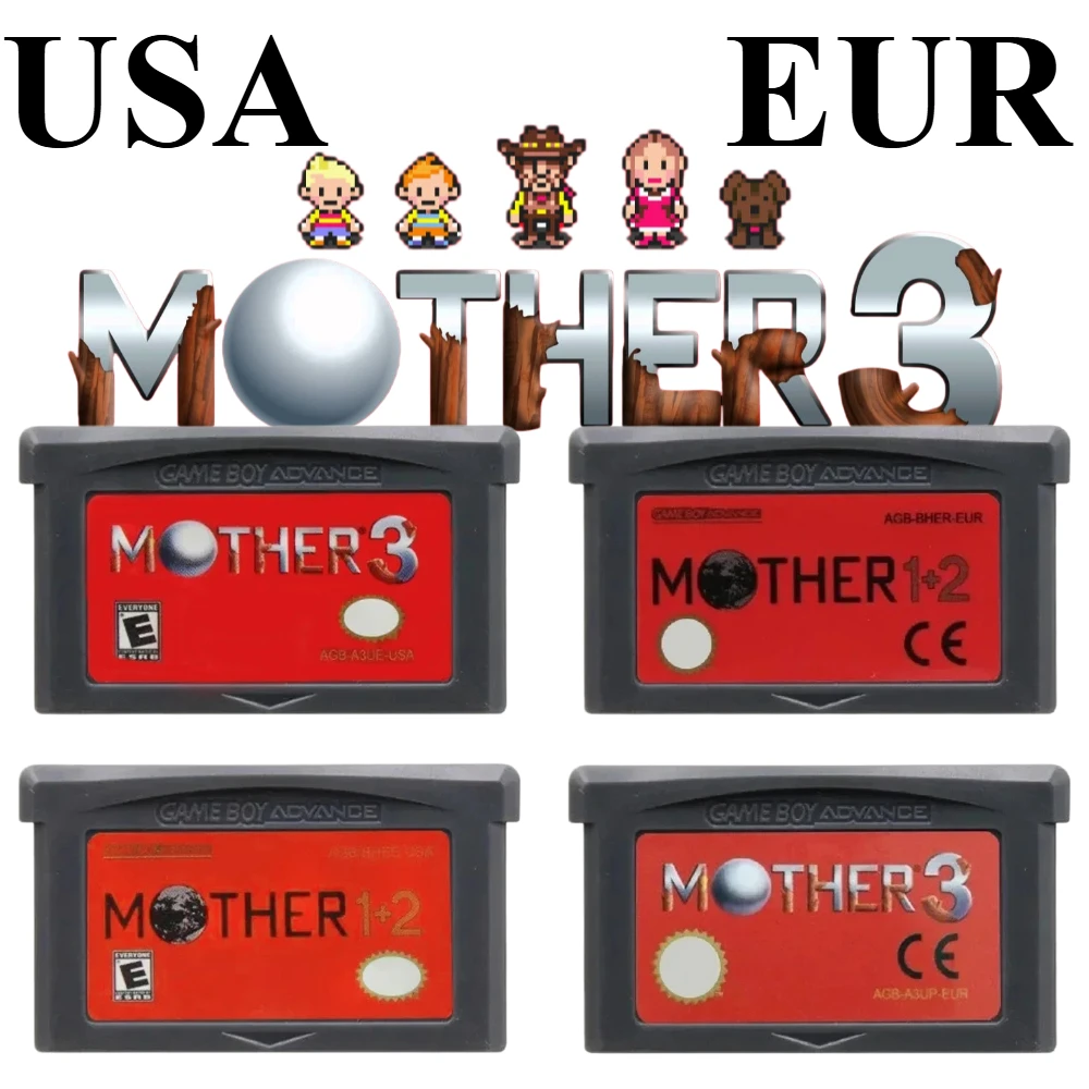 Cartouche de jeu GBA Série Mother 123, carte de console de jeu vidéo 32 bits, Mother 1 2 3, coque grise pour GBA NDS, jeu classique