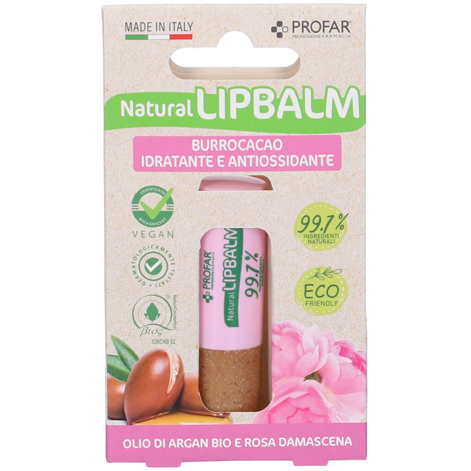 Profar Natural Lipbalm Burrocacao Idratante e Antiossidante Olio di Ar