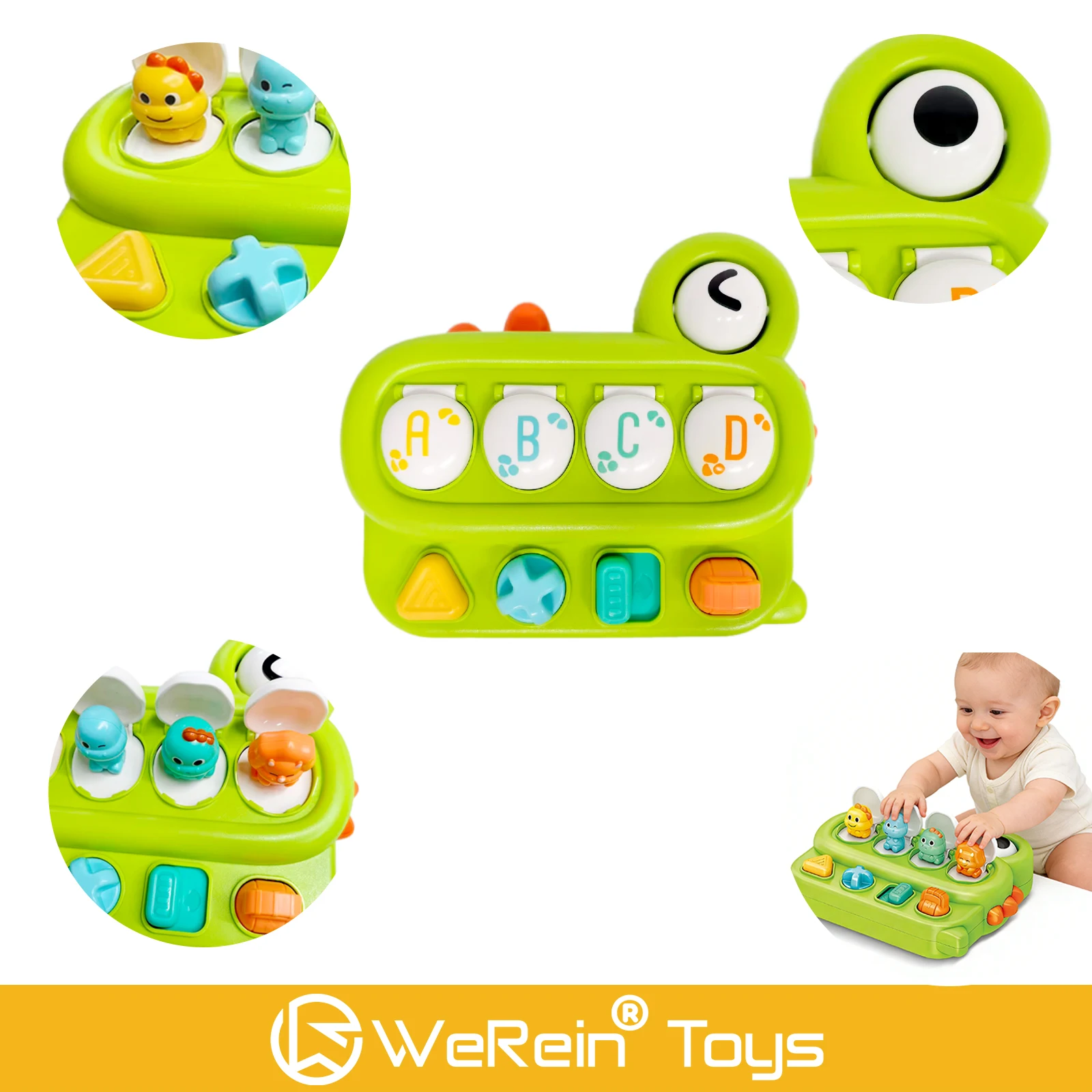 Dinosaurier-Kausalkausal-Spielzeug, Babyspielzeug, Versteckspiel-Box für Säuglinge und Kleinkinder, interaktives Spielzeug