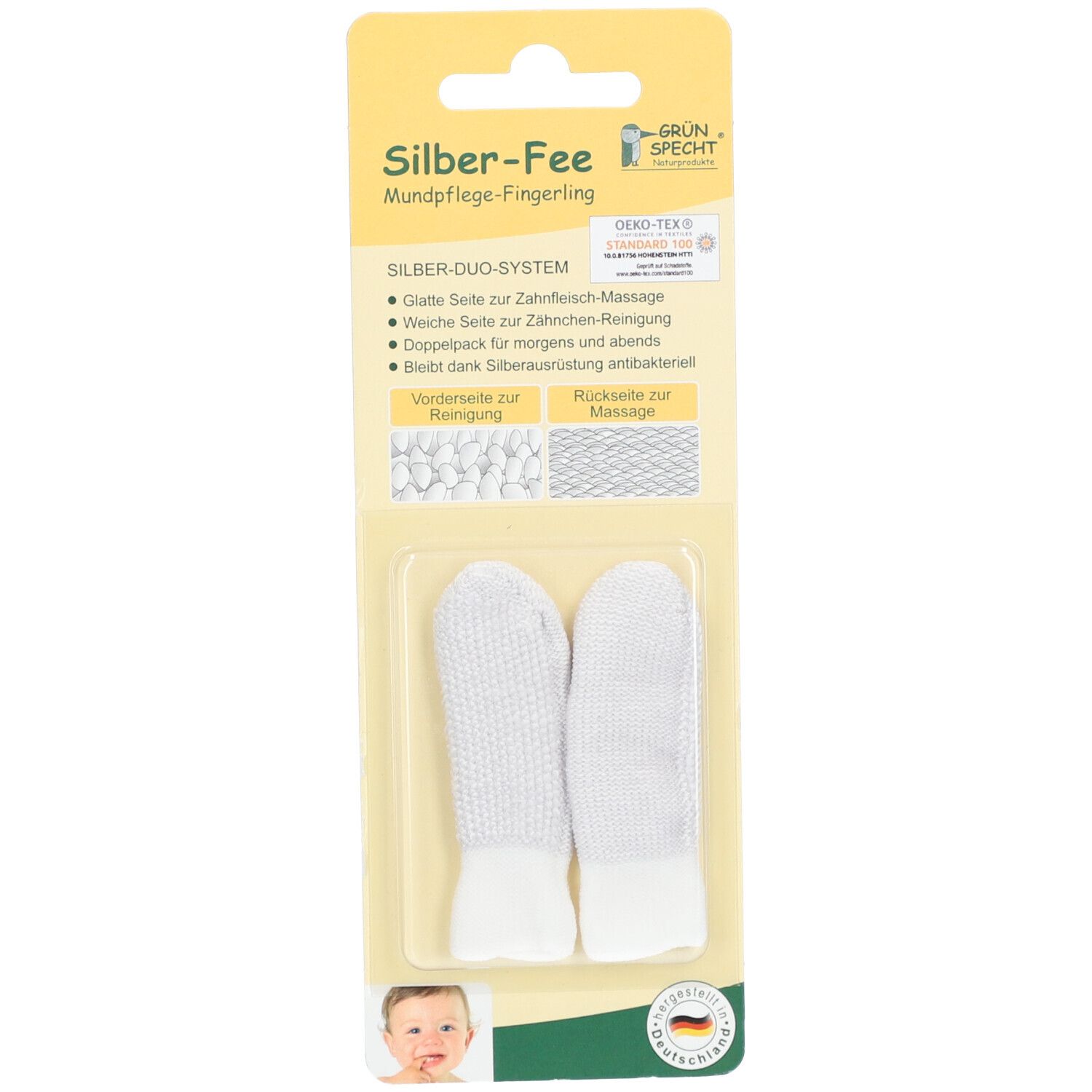 Grünspecht - Lettino per l'igiene orale Silver Fairy 2 pz Copertura le