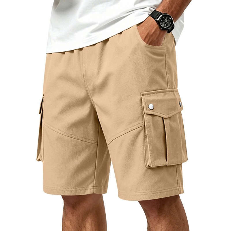 Men's Tactical Cargo Cargo Shorts Shorts Casual Shorts Drawstring Elastic Waist Multi Pocket Plain Comfort Breathable Knee Length Outdoor Vacation Sports Vacation Fashion Khaki Black Inelastic