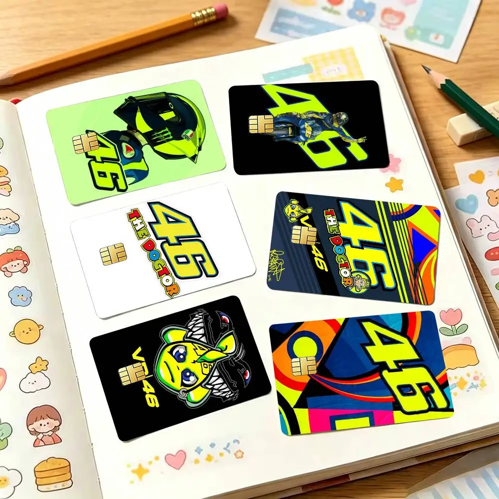 Autocollants HD pour carte de crédit avec logo Valentino Rossi Moto 46, autocollant pour carte de jeu, petite puce, autocollant étanche, cadeau