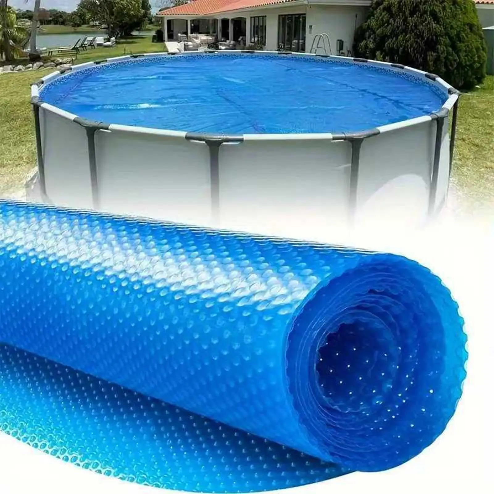 Couverture de piscine ronde pour piscine hors sol, couverture isolante pour piscine, couverture solaire pour piscine, pour patio, pelouse, jardin, hiver, été, spa