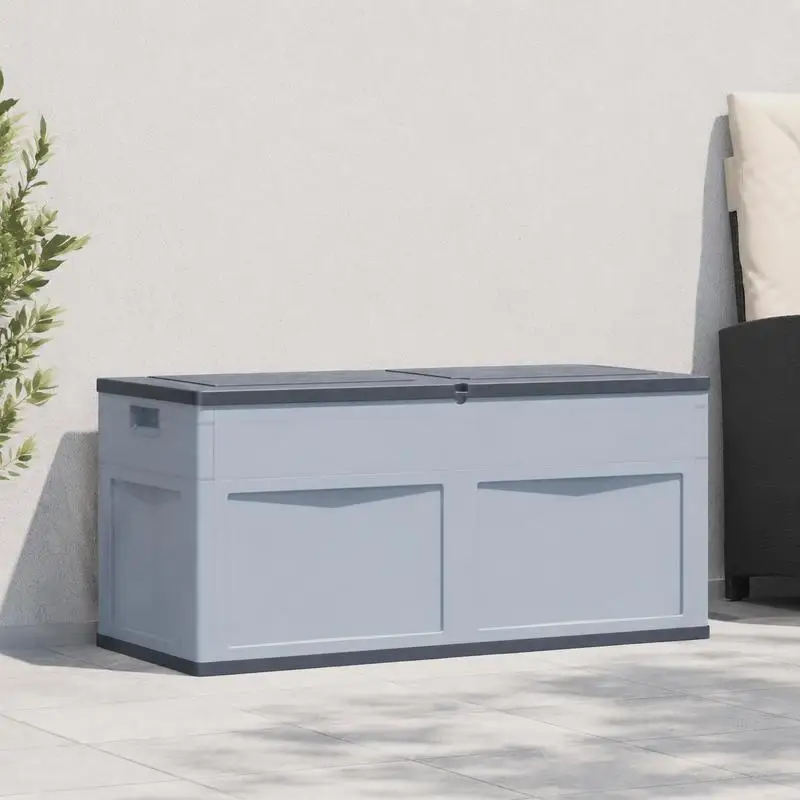 Caisse de rangement extérieure 320 L Gris Noir, coffre de jardin pour coussins de terrasse, outils de jardin, meubles de jardin, solution de rangement résistante aux intempéries, design moderne, gain