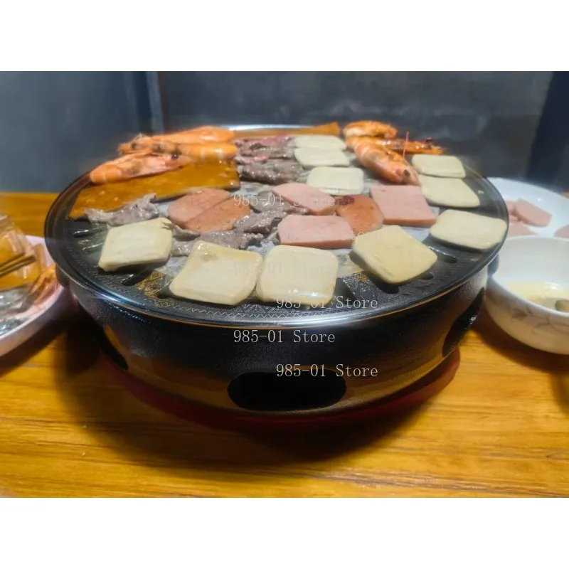 Grill coréen en fonte, grill rond au charbon de bois, grill commercial, grill de barbecue pour la maison