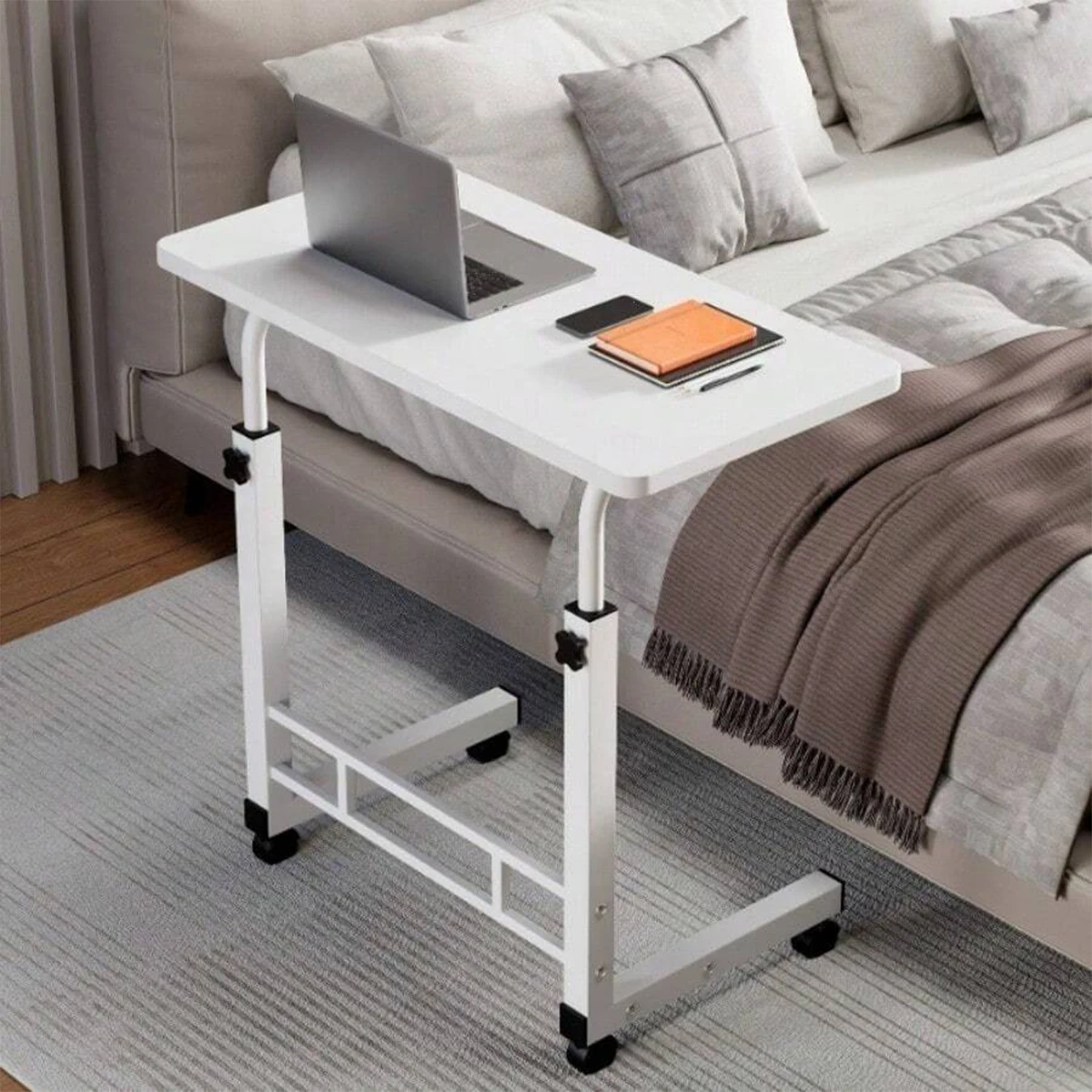 Tragbarer Tisch mit höhenverstellbarer Schreibtischfunktion, 60 x 40 cm, für Arbeit, Essen und Basteln, Beistelltisch mit Rollen