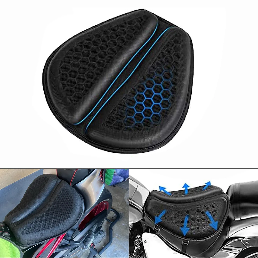 Motorrad-Sitzkissen 3D Wabenstruktur Rutschfestes Motorrad-Gel-Sitzkissen Moto Druckentlastungs-Sitzpolster Moto-Zubehör
