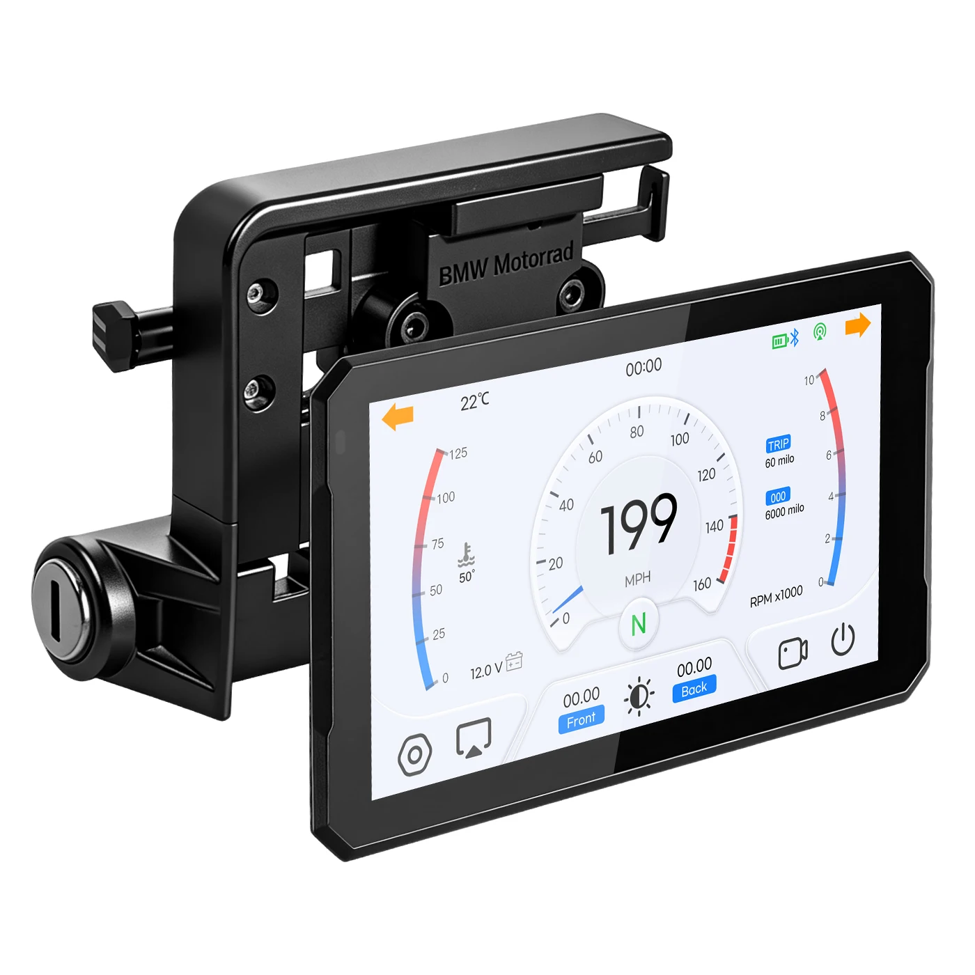 7 Zoll Motorrad Navi Wireless CarPlay Kabelloses Android Auto, Wasserdicht IP67 Tragbarer Motorrad Bildschirm, Bluetooth GPS Navigation IPS Touchscreen für Motorrad