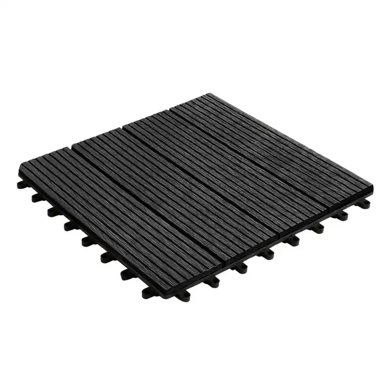 WPC Klickfliesen Royal 30x30cm Anthrazit 11er Set 1m² Terrassenfliesen Balkon Fliesen Holzoptik Stecksystem Garten Bodenbelag Wetterfest Drainage