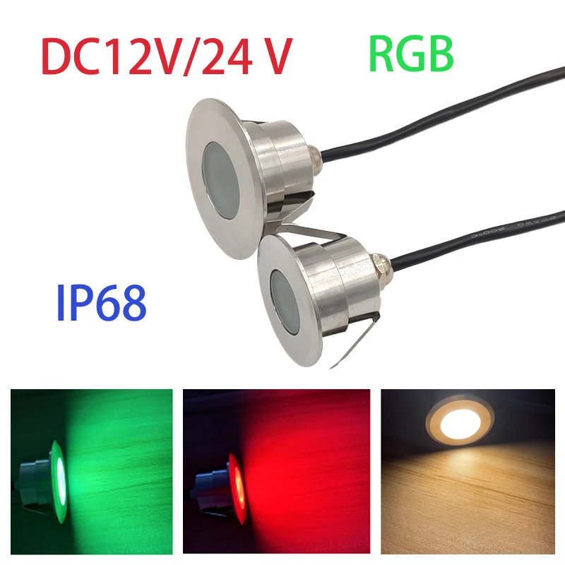 LED-Lampe 3W RGB Einbau-Außenleuchte 12V 24V IP68 Wasserdicht Bodenleuchte für Straßen, Sauna, Pool, Brunnen, Stufen, Rasen, Einbaustrahler