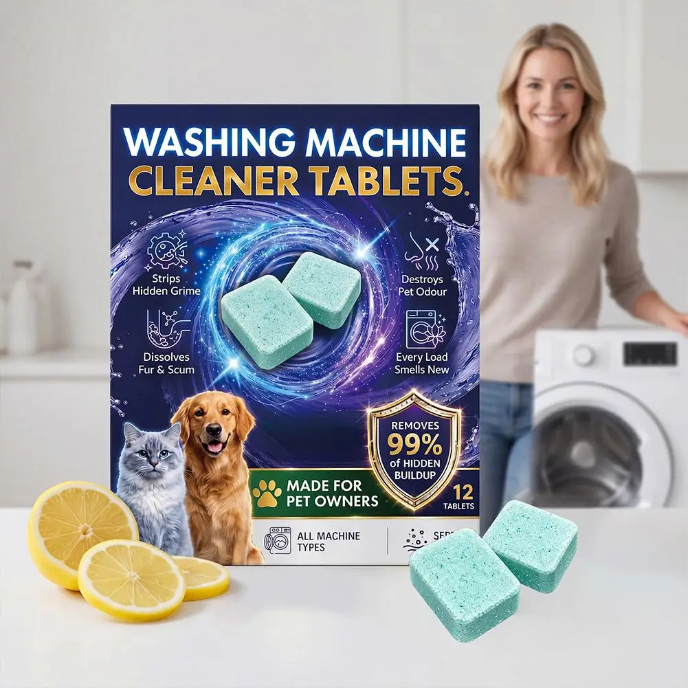 12 pcs Washing Machine Cleaner Tablets For Pet Owners,Remove Stubborn,Eliminates Smells,Deep Cleaning Washing Machine Cleaner
