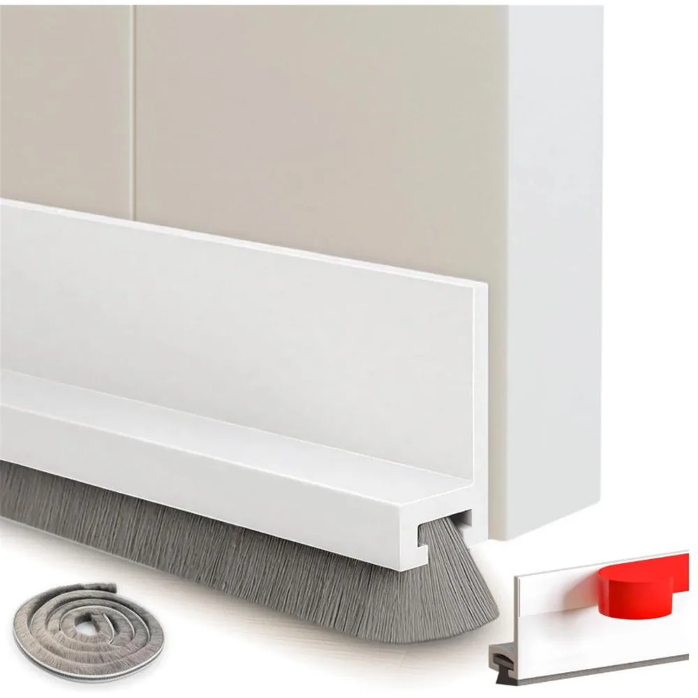 1 Stück 5*100cm Türstopper, Türdichtungen und Dichtungsstreifen für Außen- und Innentüren, verbesserte Bürstendichtungsstreifen