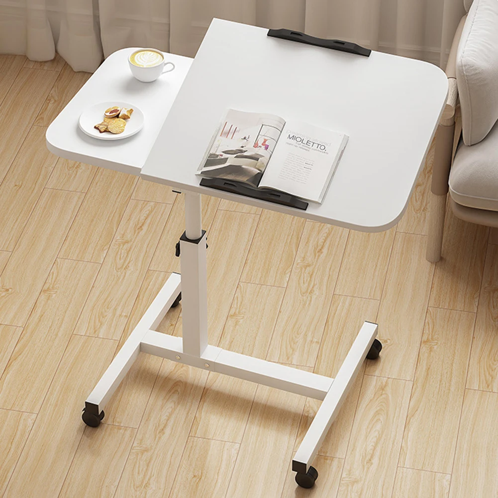 Laptoptisch, höhenverstellbarer Laptopständer, verstellbar von 60–95 cm, mobiler Stehschreibtisch, Beistelltisch, Computertisch mit neigbarer geteilter Platte für Büro, Sofa, Pflegebett mit Rollen,