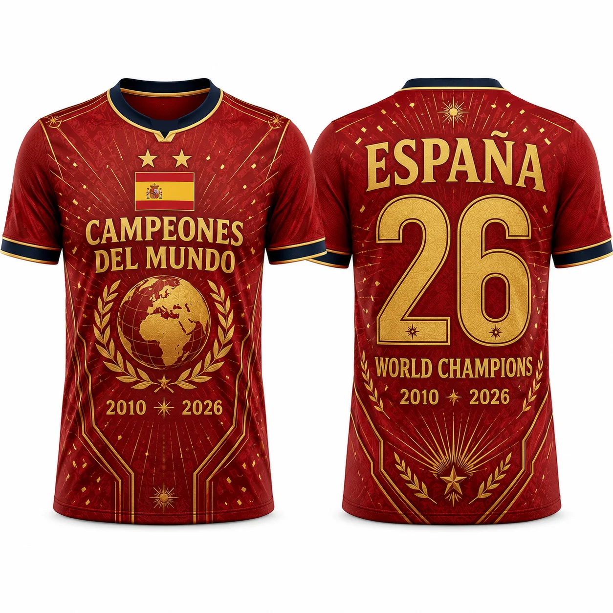 Maillot de football Espagne 2026 Champion – Version Fan Respirante pour Adulte et Enfant – Tenue de Football Domicile et Extérieur – Haut de Sport Entraînement