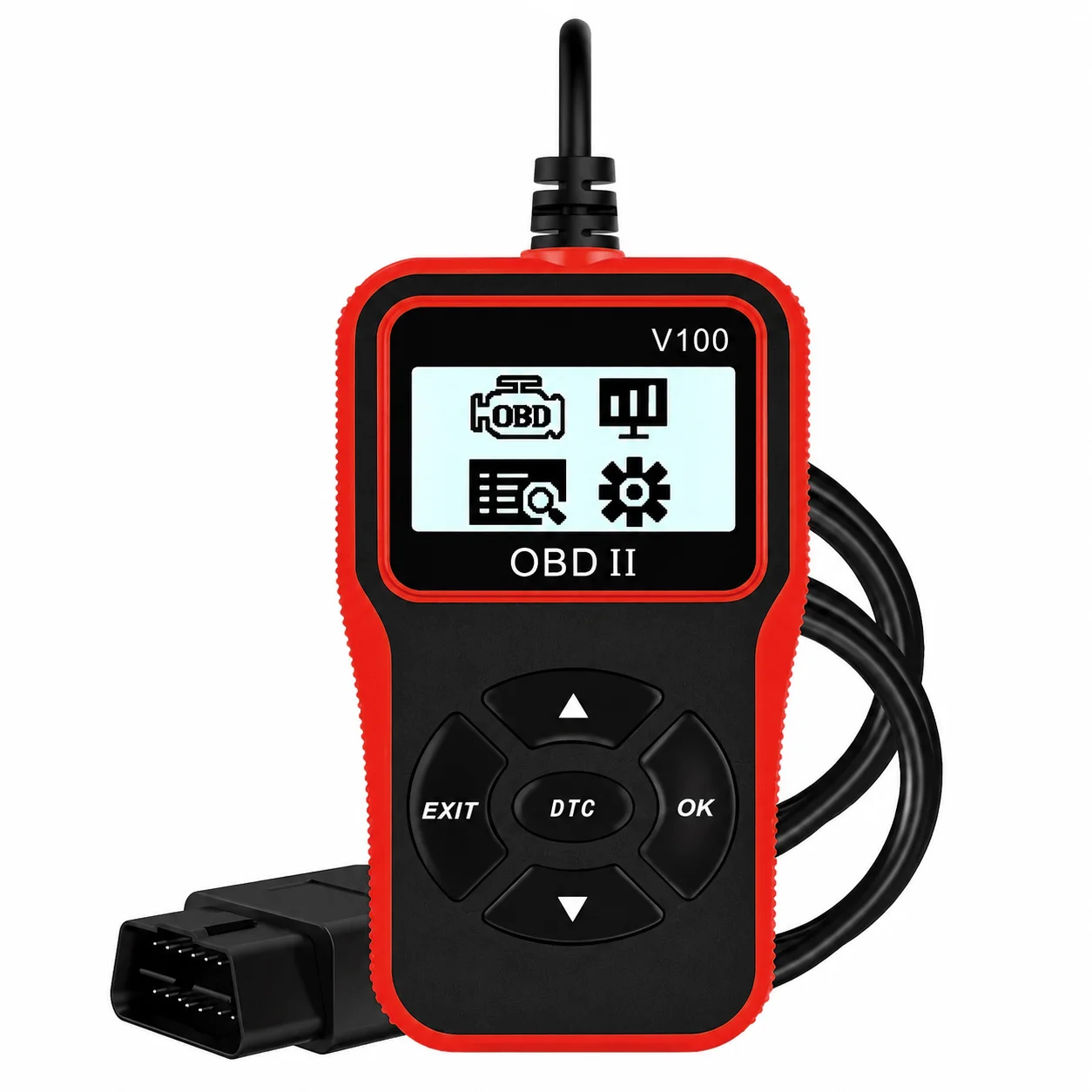 Lecteur de codes OBD2 LCD pour diagnostic automobile, outil de lecture des codes de panne du moteur, scanner de codes OBDII avec test de prêts I/M et test de batterie, lecture et effacement des codes